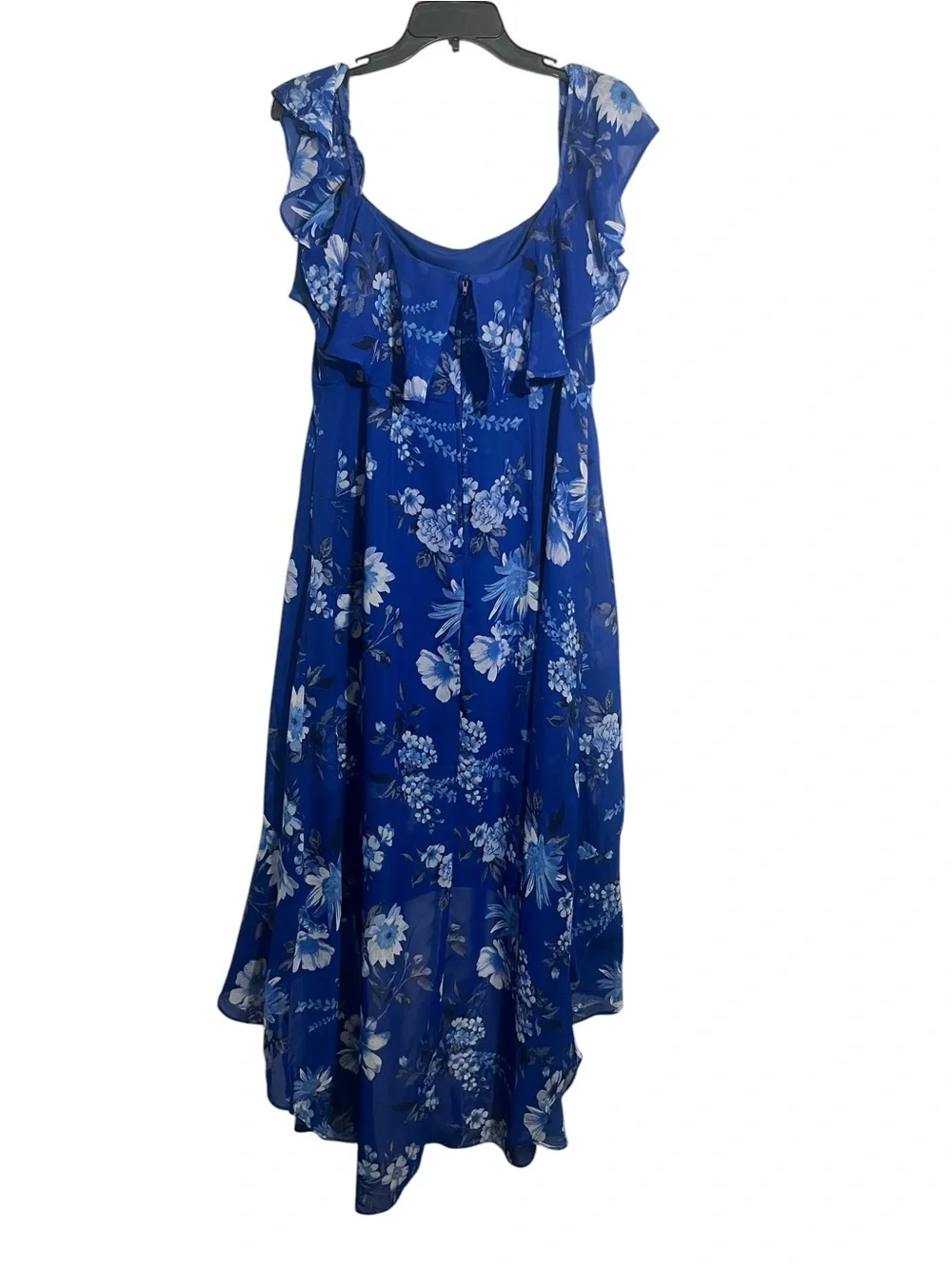 Crystal Doll Cobalt Blue Floral Dress with Black Trim ** small tear see photos** - Picture 3 of 7